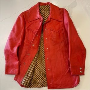 Vintage 70's New England Sportswear Company Women’s Red Leather Jacket Size 12